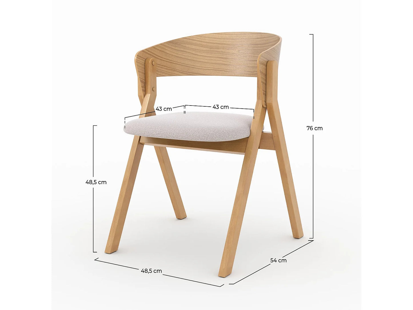 Chaise Japandi Bois Hévéa Et Tissu Beige - Heloise