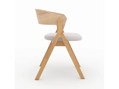 Chaise Japandi Bois Hévéa Et Tissu Beige - Heloise