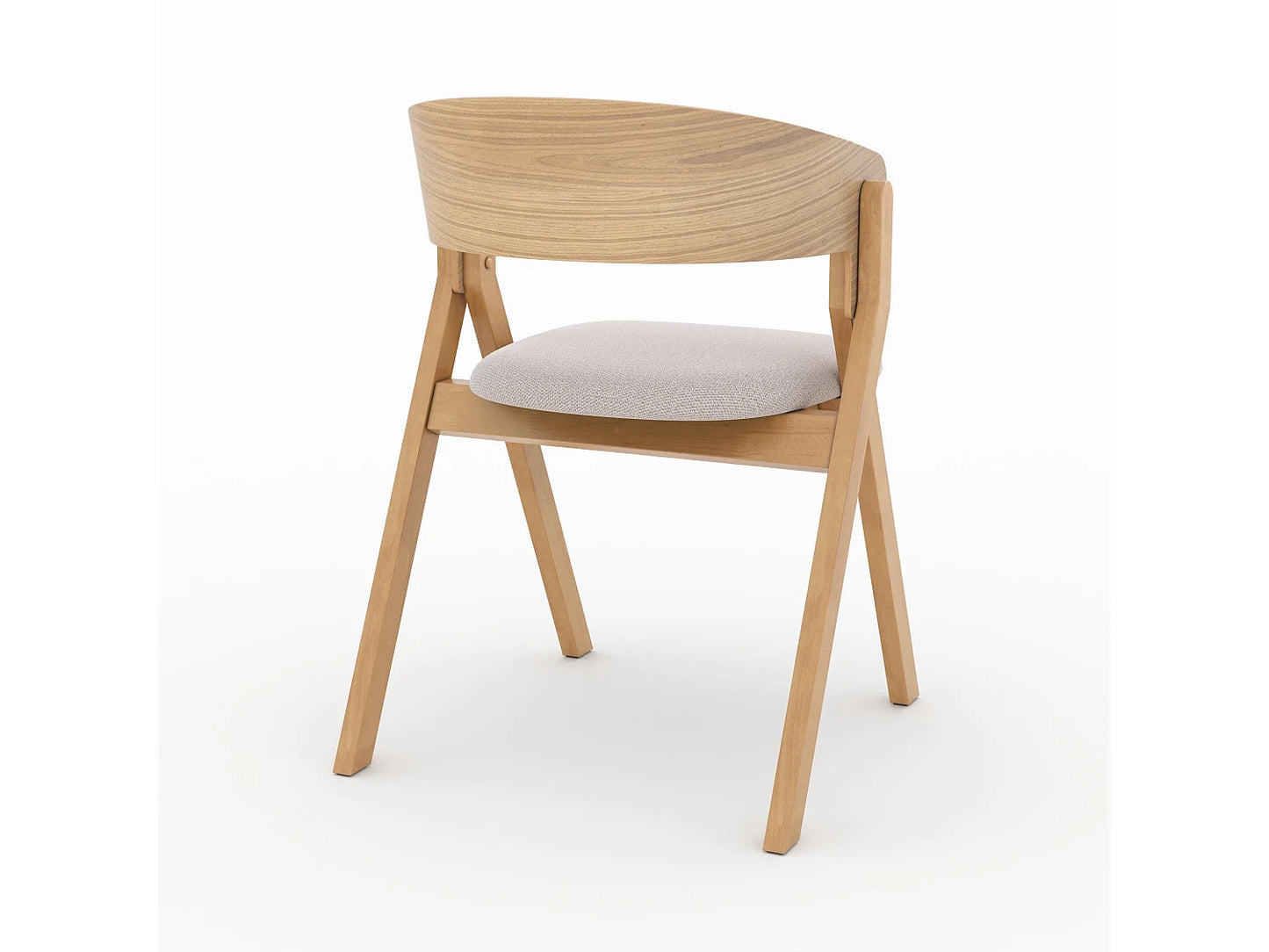 Chaise Japandi Bois Hévéa Et Tissu Beige - Heloise