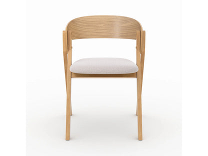 Chaise Japandi Bois Hévéa Et Tissu Beige - Heloise
