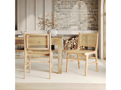 Lot 2 Chaises Japandi Teck Et Rotin - Kyla