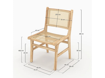 Lot 2 Chaises Japandi Teck Et Rotin - Kyla