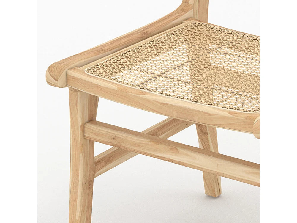 Lot 2 Chaises Japandi Teck Et Rotin - Kyla
