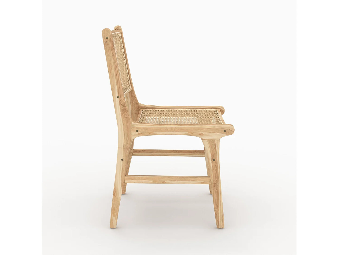 Lot 2 Chaises Japandi Teck Et Rotin - Kyla