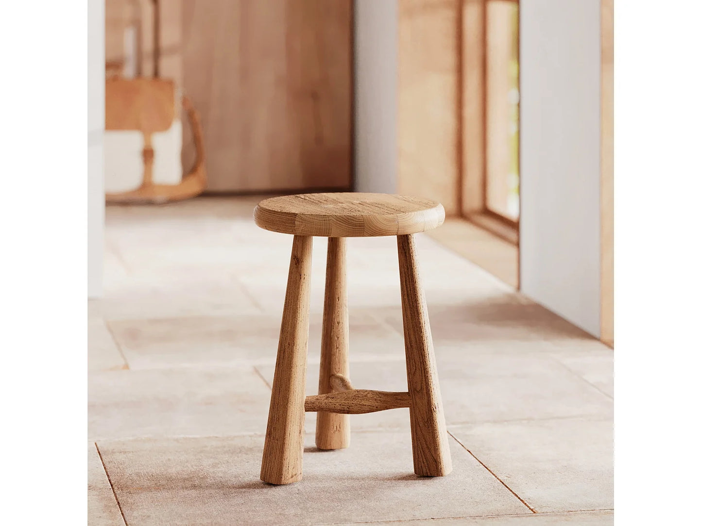 Tabouret Japandi En Bois D'orme - Toby