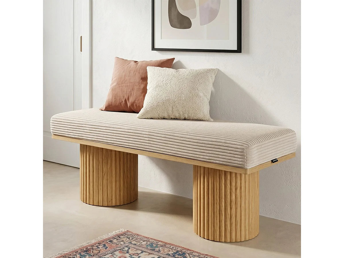 Banc Mahé Japandi Velours Beige - Mahe