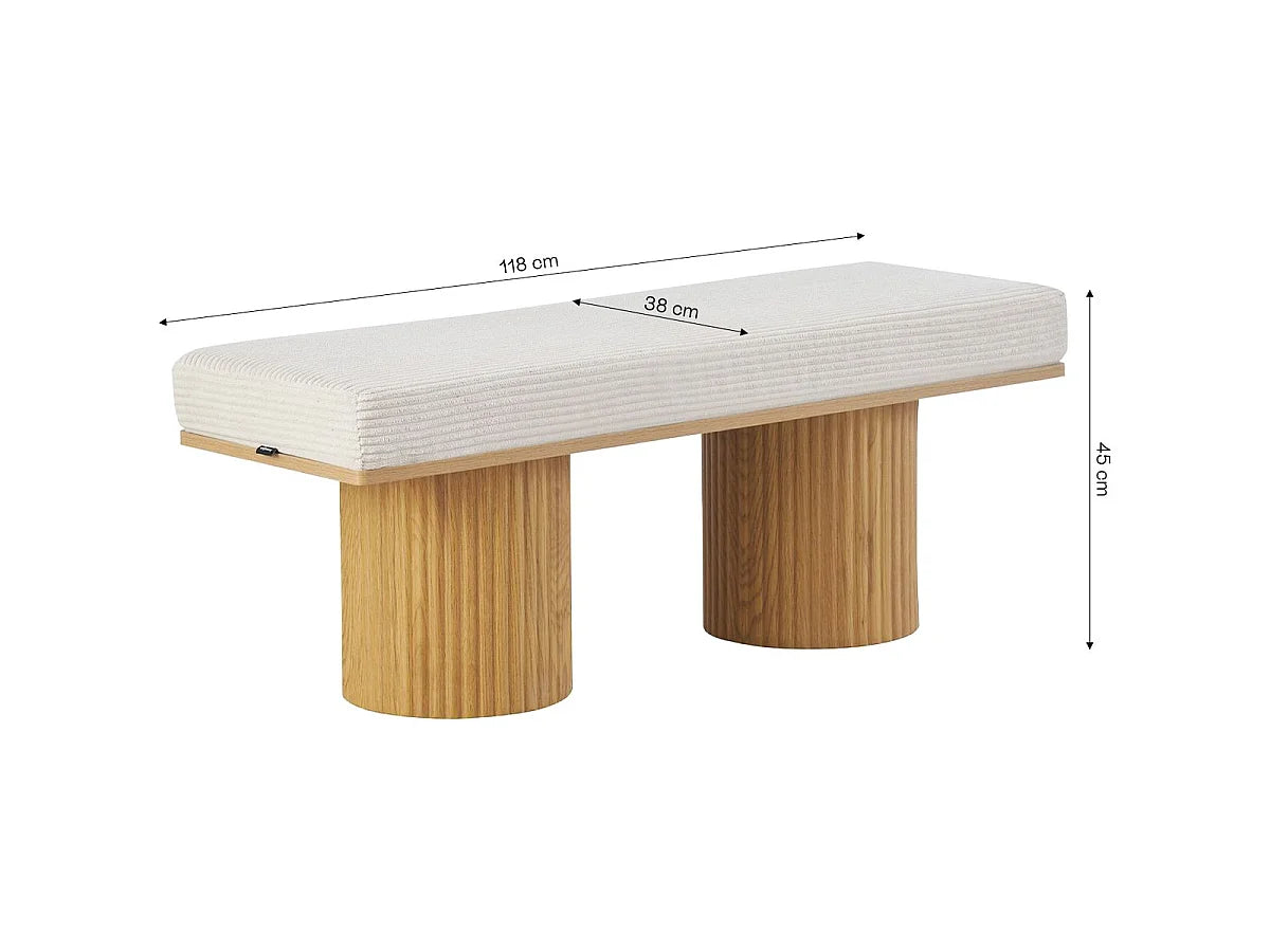 Banc Mahé Japandi Velours Beige - Mahe