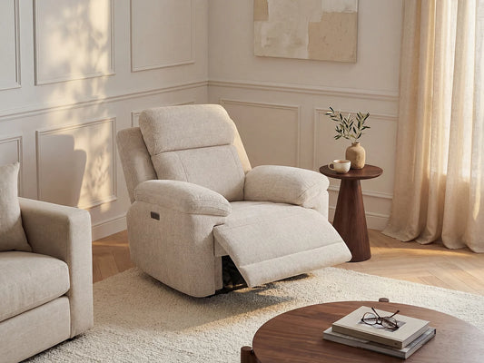 Fauteuil Japandi Relax Électrique Chiné Beige - Keluno