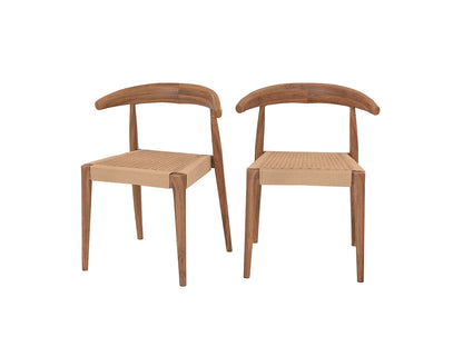 Lot 2 Chaises Japandi Teck Et Cordage - Alia