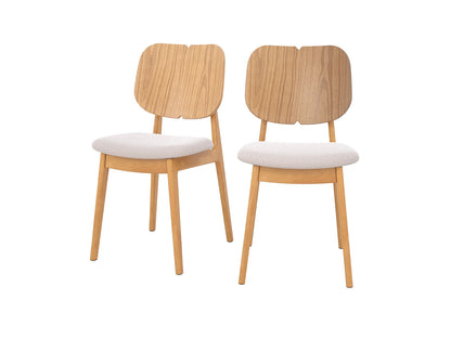 Duo Chaises Japandi Bois Clair Tissu Beige - Clyde