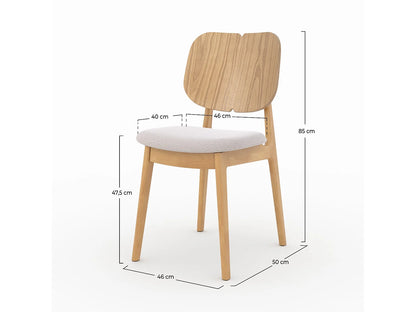 Duo Chaises Japandi Bois Clair Tissu Beige - Clyde