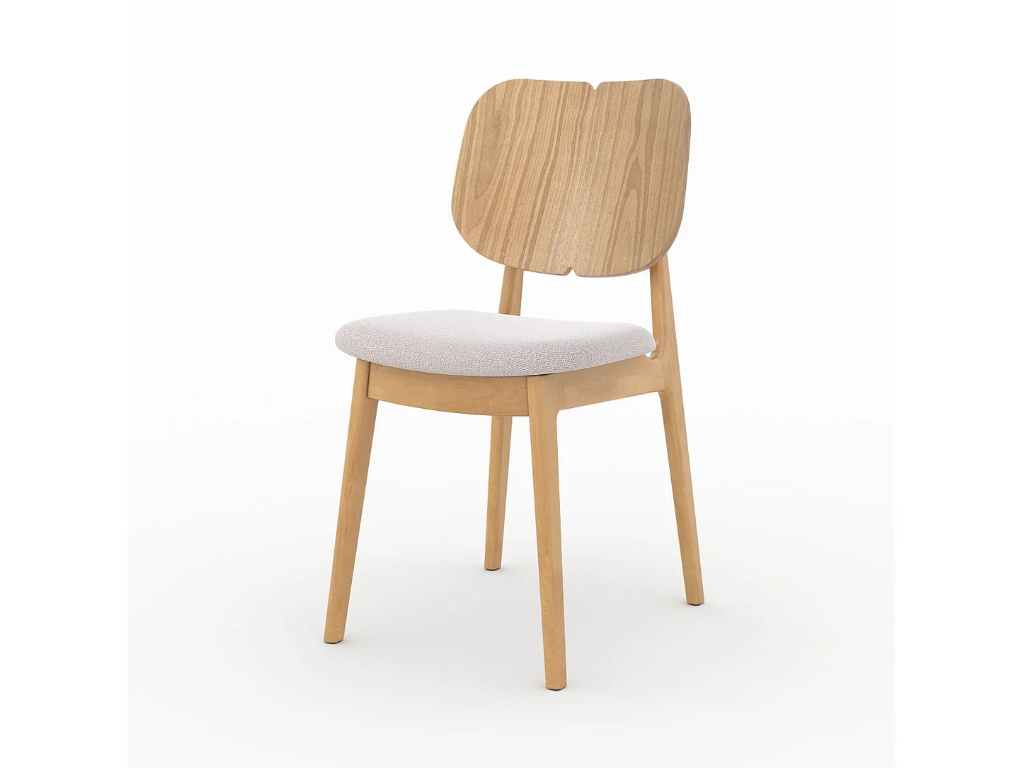 Duo Chaises Japandi Bois Clair Tissu Beige - Clyde