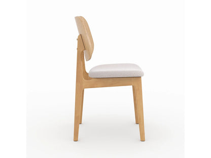 Duo Chaises Japandi Bois Clair Tissu Beige - Clyde