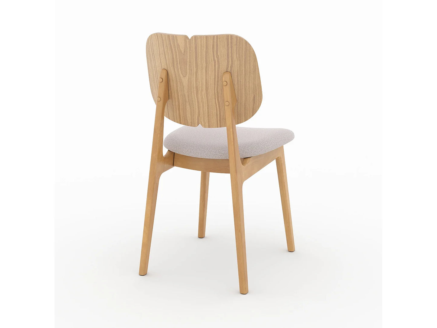 Duo Chaises Japandi Bois Clair Tissu Beige - Clyde