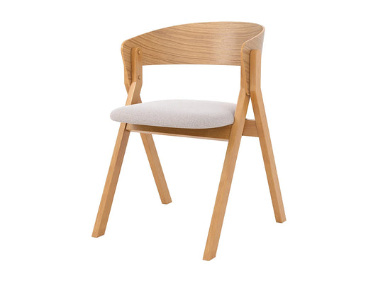 Chaise Japandi Bois Hévéa Et Tissu Beige - Heloise