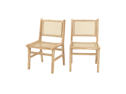 Lot 2 Chaises Japandi Teck Et Rotin - Kyla