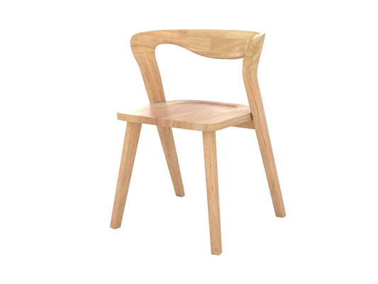 Chaise Japandi Bois Hévéa Clair Naturel - Vega