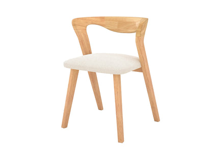 Chaise Japandi Hévéa Clair Bouclée Crème - Vega