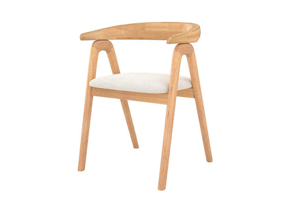Chaise Japandi Hévéa Et Boucle Crème - Hawa