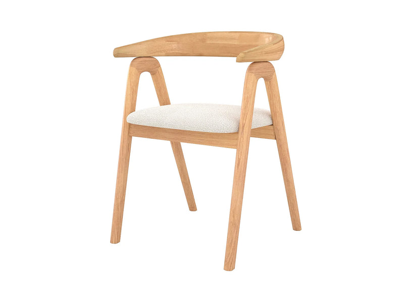 Chaise Japandi Hévéa Et Boucle Crème - Hawa