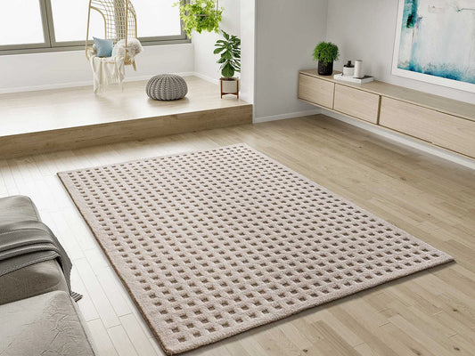 Tapis Scandinave Japandi Relief Blanc - Diena
