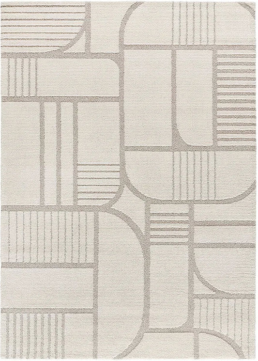 Tapis Japandi Géométrique Blanc 160x230 – Snowy