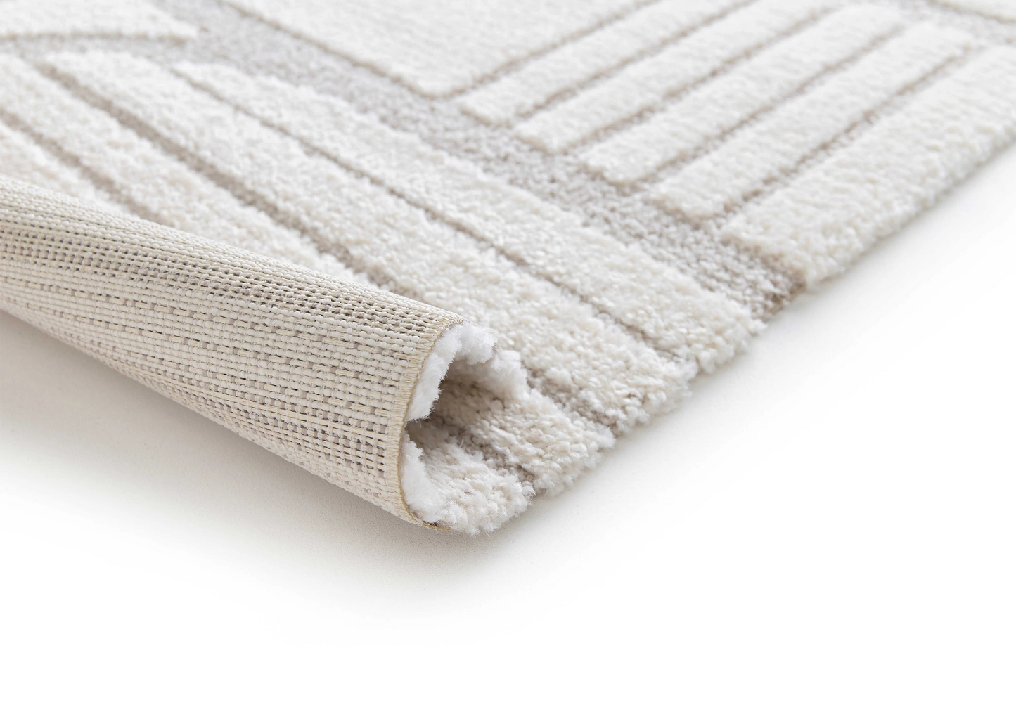 Tapis Japandi Géométrique Blanc 160x230 – Snowy