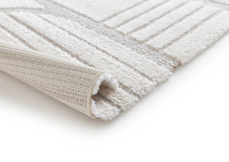 Tapis Japandi Géométrique Blanc 160x230 – Snowy