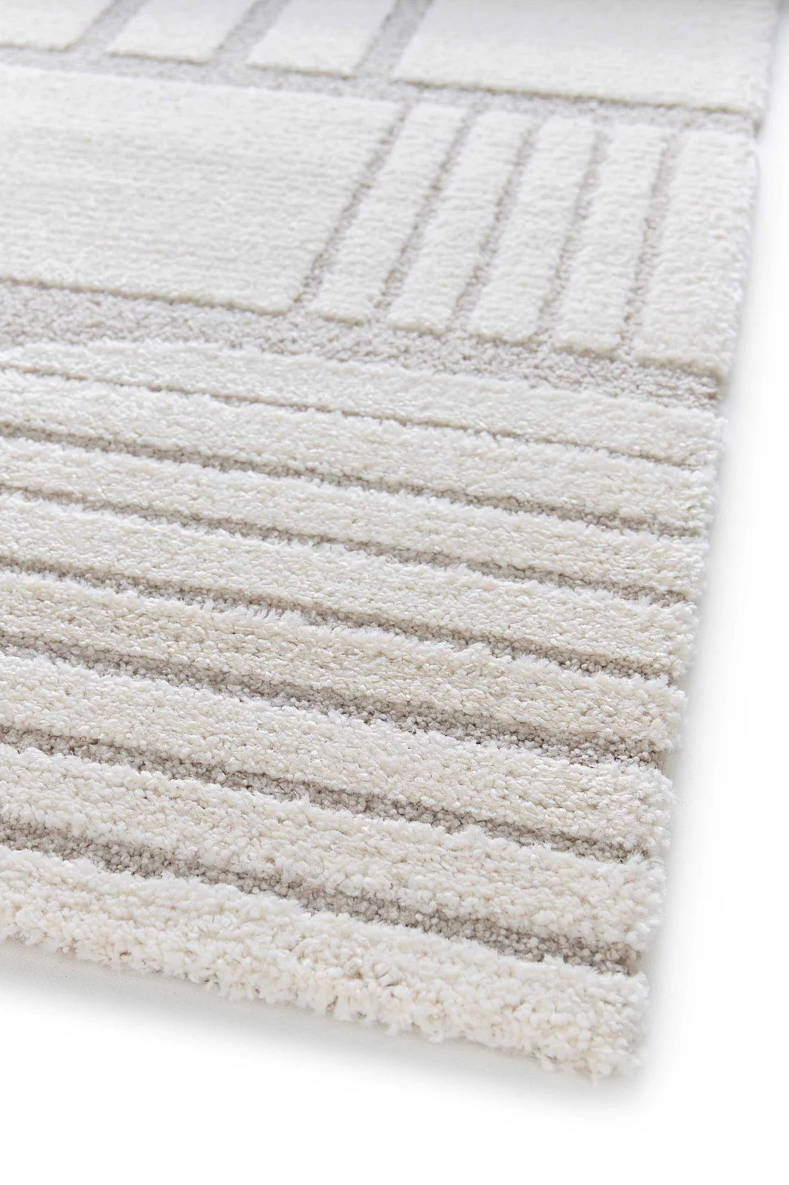 Tapis Japandi Géométrique Blanc 160x230 – Snowy