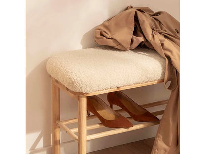 Banc Enise Japandi Moutonnet Blanc - Enise
