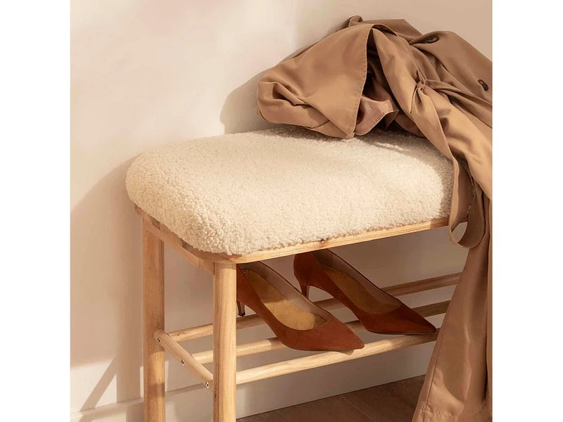Banc Enise Japandi Moutonnet Blanc - Enise