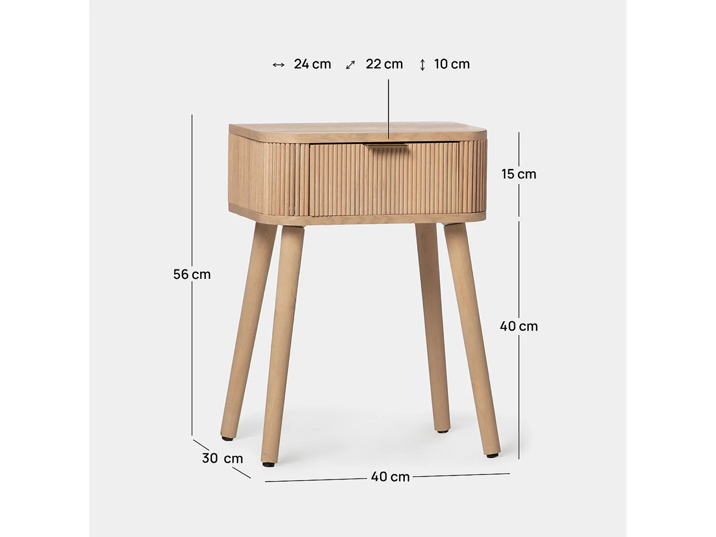 Table Chevet Japandi Bois Naturel - Mina