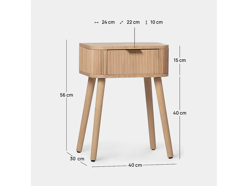 Table Chevet Japandi Bois Naturel - Mina