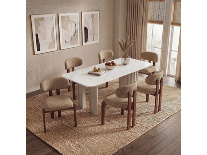 Lot 2 Chaises Japandi Chenille Camel Noyer - Smartue