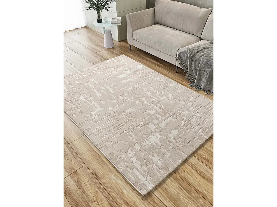 Tapis Japandi Abstrait Relief Beige - Baresa