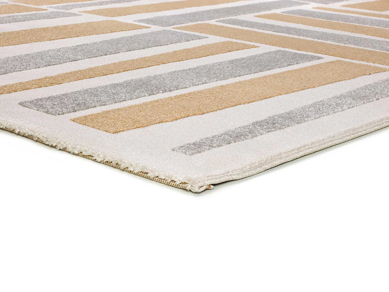 Tapis Japandi Géométrique Relief Argent - Flora