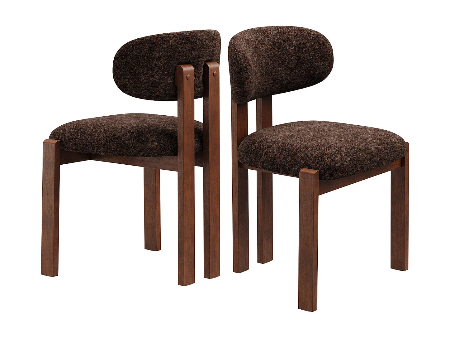 Chaise Japandi Chenille Marron Pieds Hévéa - Smartue