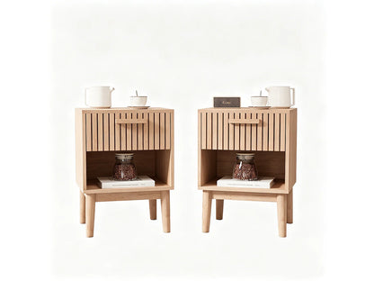 Lot 2 Chevets Japandi Tiroir Naturel - Moderne