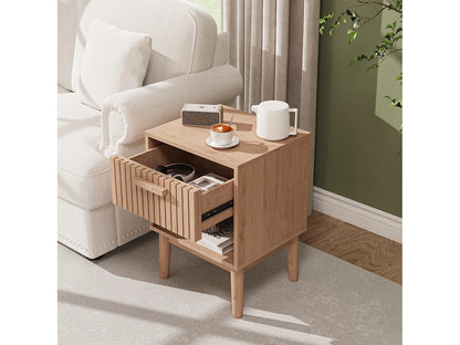 Lot 2 Chevets Japandi Tiroir Naturel - Moderne