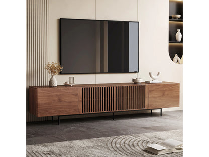 Meuble TV Japandi Moderne en Noyer 240 cm - Console