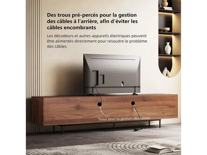 Meuble TV Japandi Moderne en Noyer 240 cm - Console