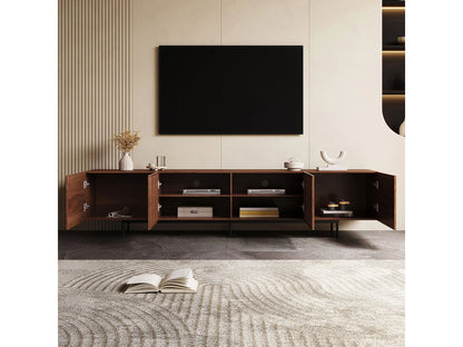 Meuble TV Japandi Moderne en Noyer 240 cm - Console