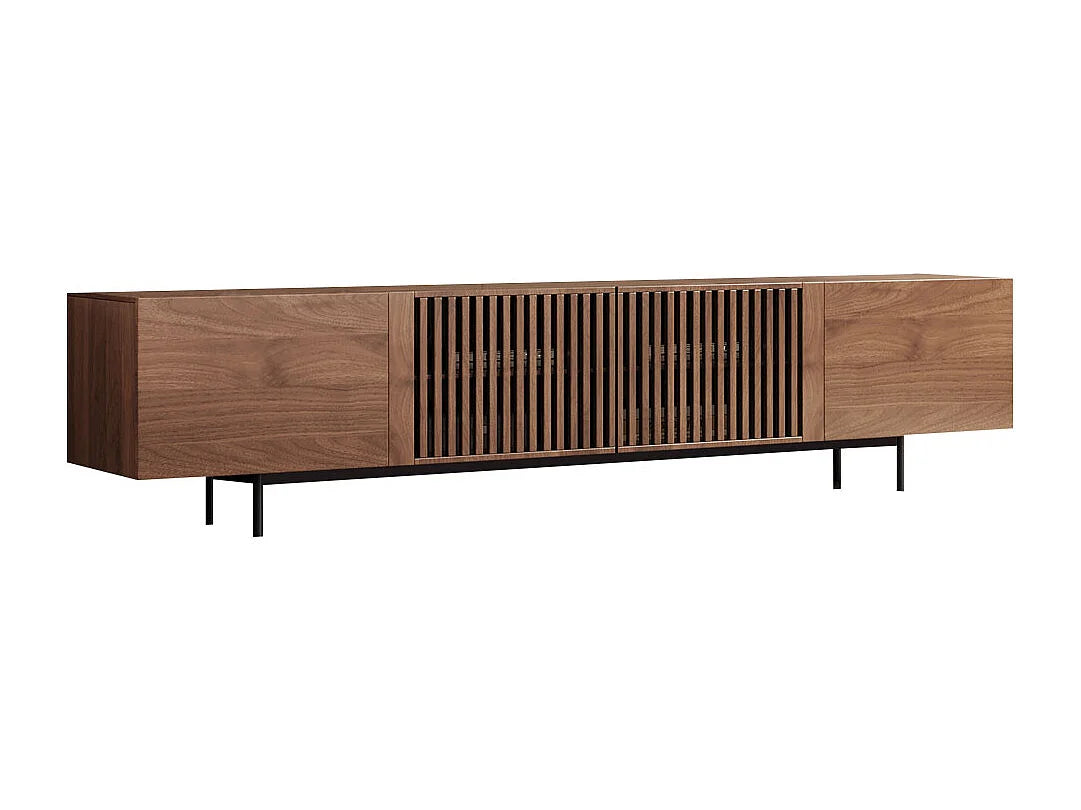 Meuble TV Japandi Moderne en Noyer 240 cm - Console