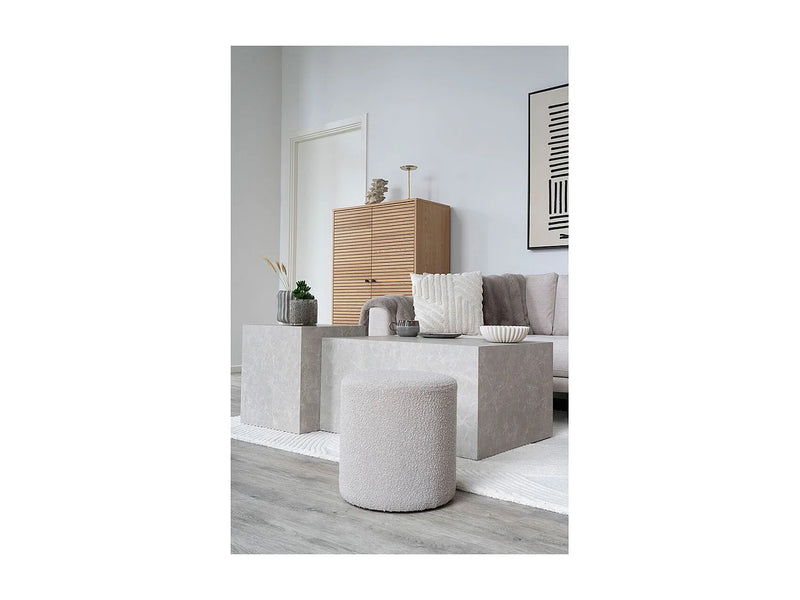 Pouf Discret Japandi Bouclette Beige - Ejby
