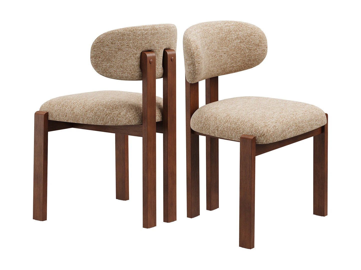 Lot 2 Chaises Japandi Chenille Camel Noyer - Smartue