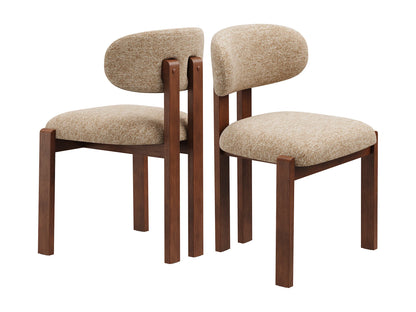 Lot 2 Chaises Japandi Chenille Camel Noyer - Smartue
