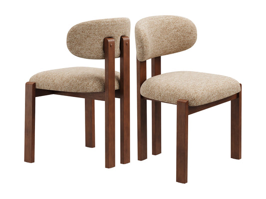 Lot 2 Chaises Japandi Chenille Camel Noyer - Smartue