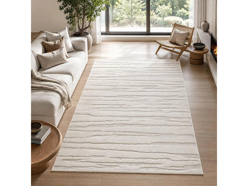 Tapis Salon Japandi Écru Rectangulaire - Cervag