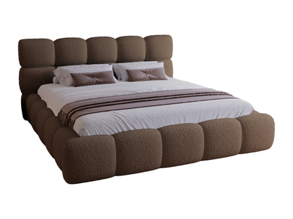 Lit Moderne Japandi Coffre Tissu Marron - Besilio
