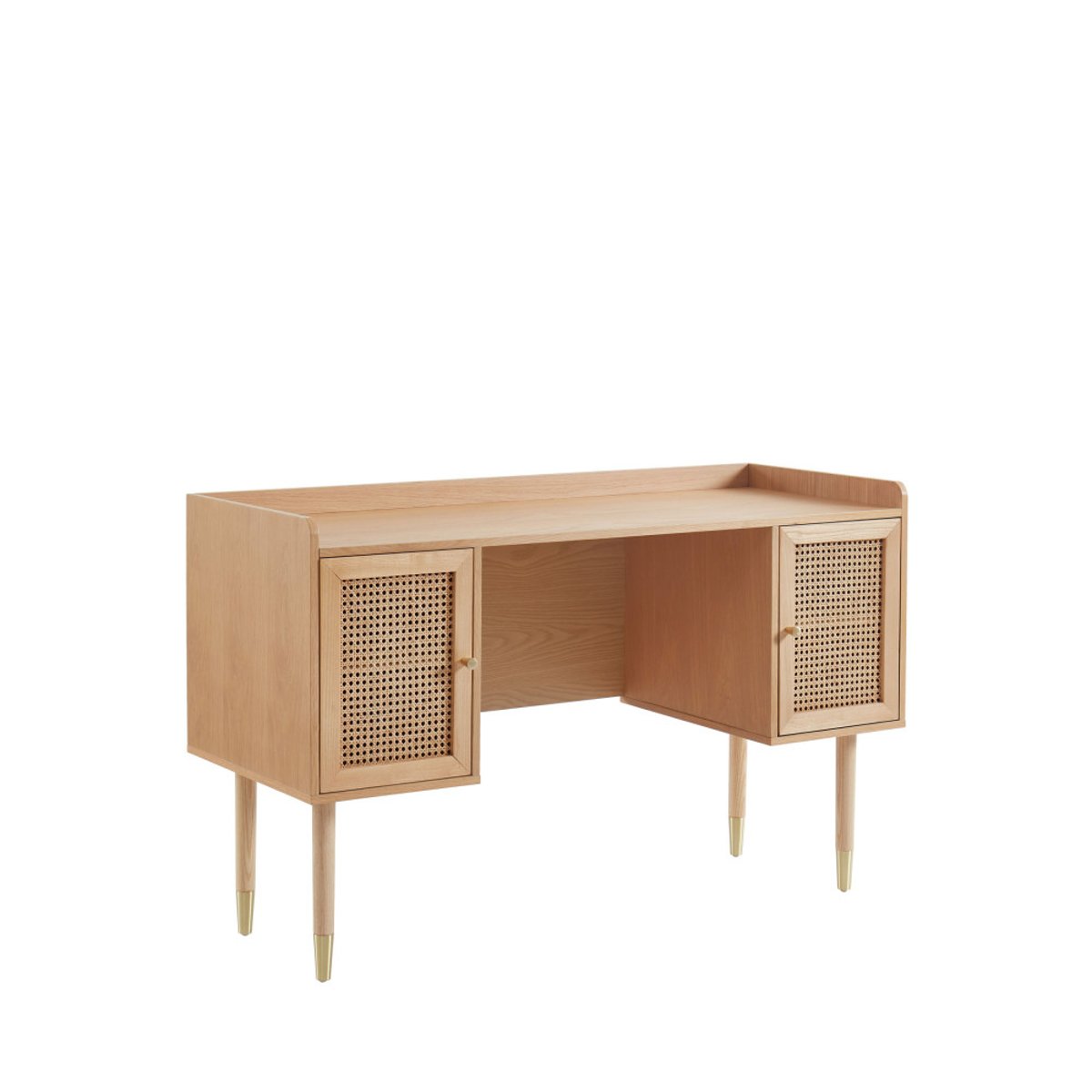 Bureau Japandi 2 Portes en Bois et Cannage